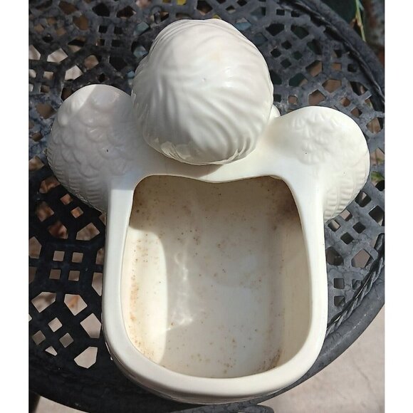 Vintage ANGEL WITH BIRD Ceramic Planter Garden Decor Art Cherub - Picture 9 of 10